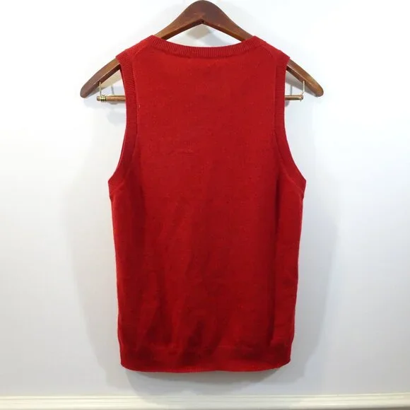 NWT REFORMATION Cashmere Sweater Vest Red M V-Neck Sleeveless Preppy Academia - Picture 5 of 6